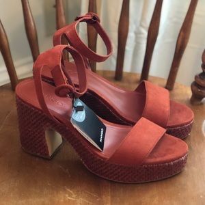 Mango Ankle Cuff Platform Sandals, 39 NWT